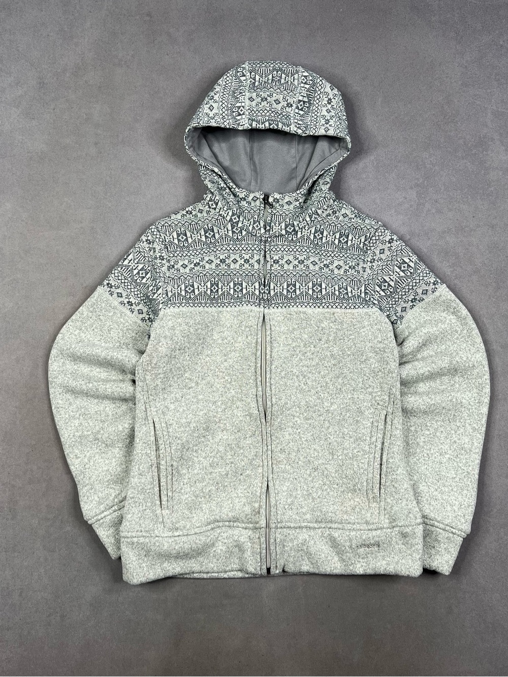 Patagonia Gray Patterned Hooded Zip Sweater Jacket